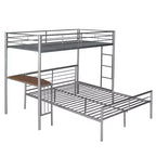 Lit superposé en métal une place sur deux places avec bureau, lit mezzanine une place avec lit inférieur double séparé pour enfants