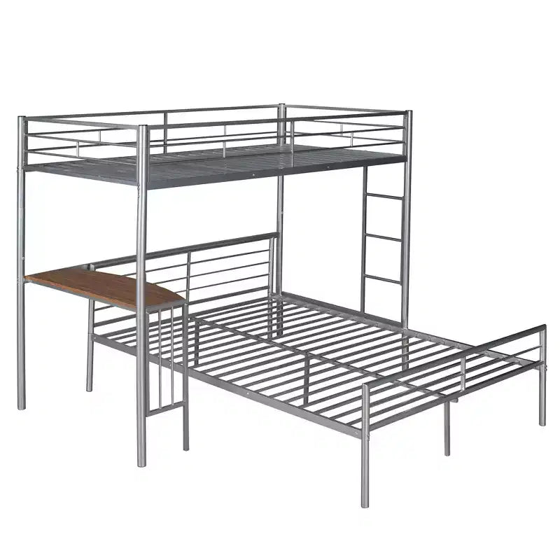 Lit superposé en métal une place sur deux places avec bureau, lit mezzanine une place avec lit inférieur double séparé pour enfants