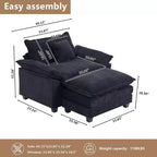 Fauteuil d'appoint surdimensionné en chenille EHMKNP avec pouf