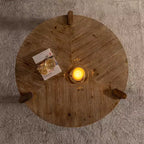 Tavolino da caffè rustico rotondo in legno, tavolino centrale decorativo naturale - ModernLuxe