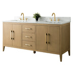 Mobile lavabo doppio Vanity Art 72 per bagno con piano in marmo composito