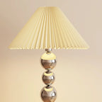 Lampadaire moderne décoratif à boules superposées avec abat-jour en tissu