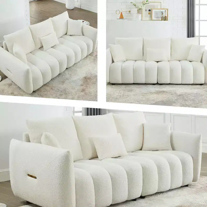 Divano a 3 posti Teddy Velvet 82 con 3 cuscini decorativi