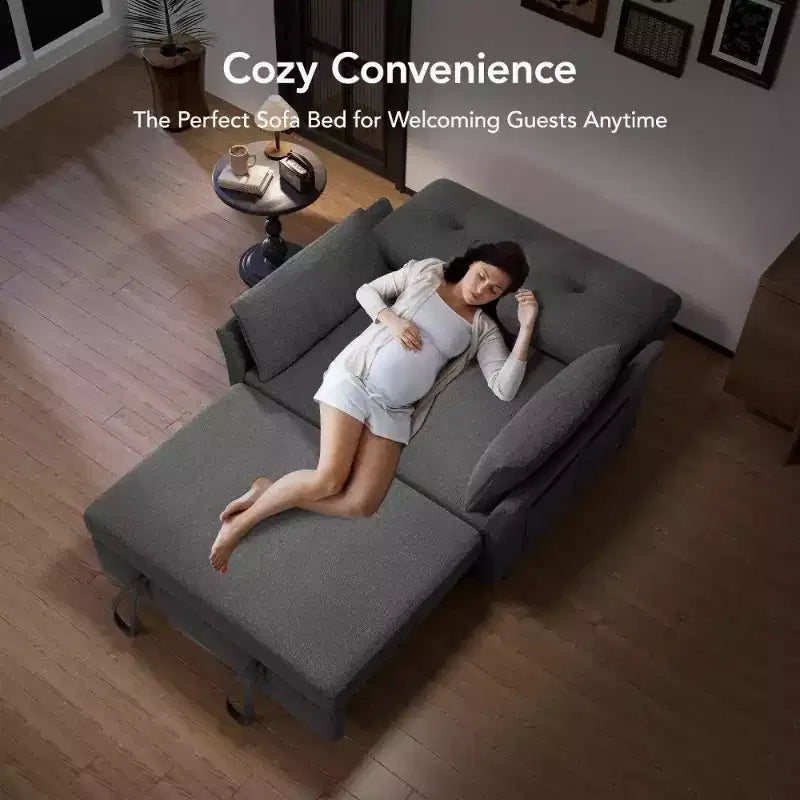Dyonery 51 Divano Letto 3-in-1, Divanetto Convertibile con Letto Estraibile, Schienale Regolabile, Divano in Lino