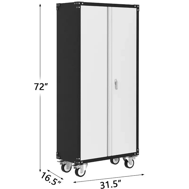 Armoire de rangement métallique sur roulettes 72 C, rangement roulant verrouillable avec 4 étagères réglables