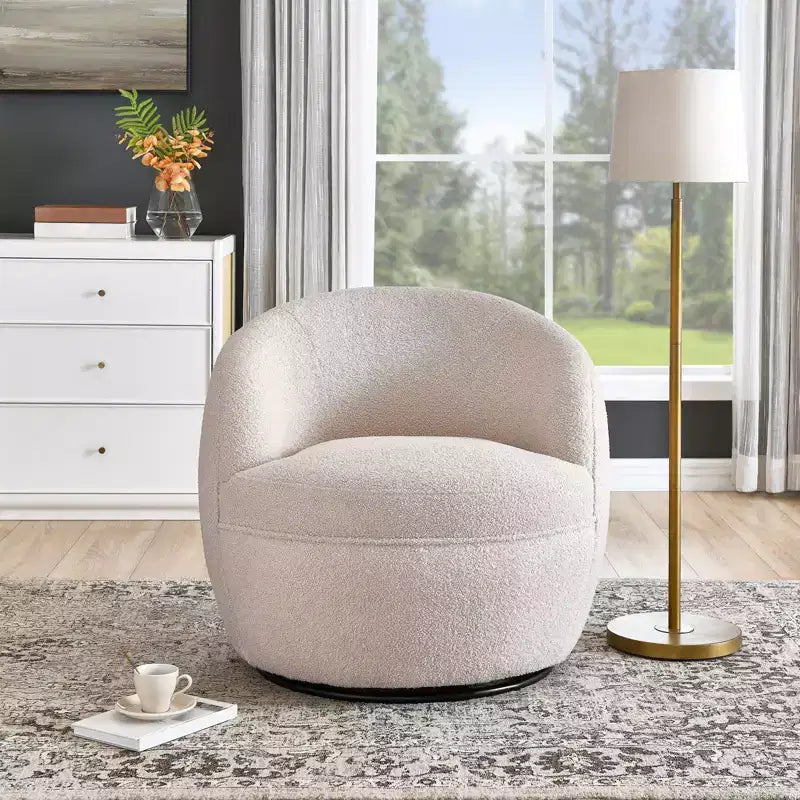 Poltrona a botte girevole Roundhill Furniture Galleria 360 in finta pelliccia di montone