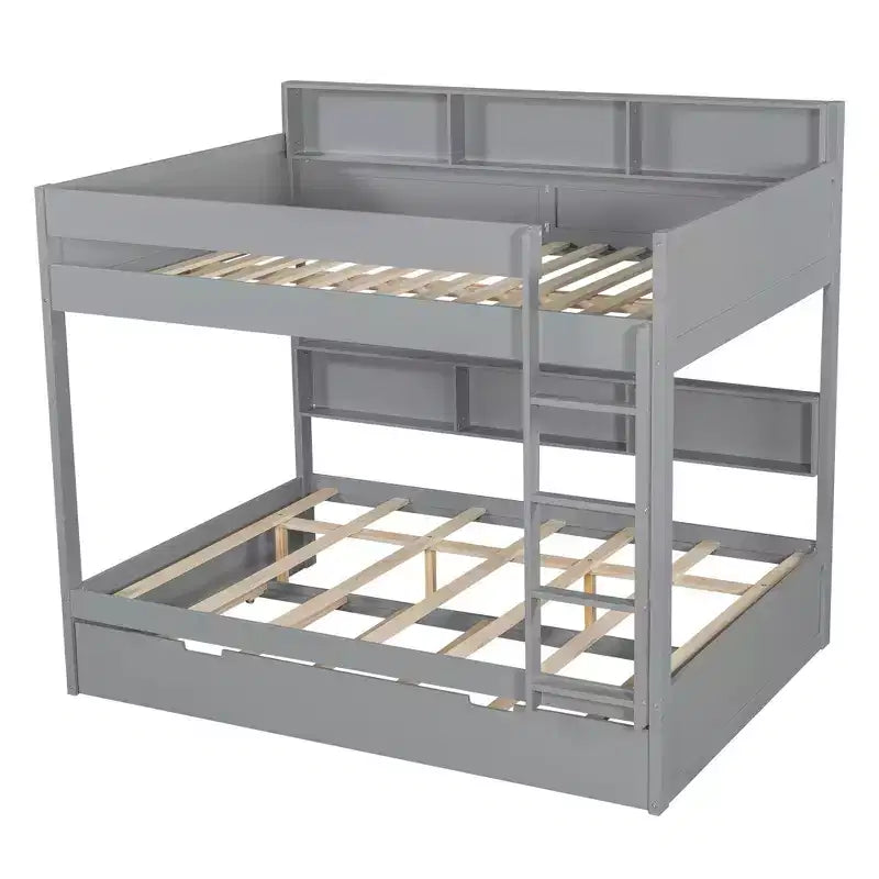 Luxystar Letto a castello moderno completo su completo con ripiani e letto estraibile