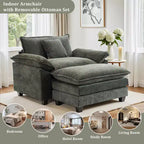 Fauteuil d'appoint surdimensionné en chenille EHMKNP avec pouf