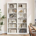 Étagère haute de 189 cm avec 2 rangées de rangement, étagère double largeur à 6 niveaux, bibliothèque autoportante spacieuse pour salon, bureau, bibliothèque