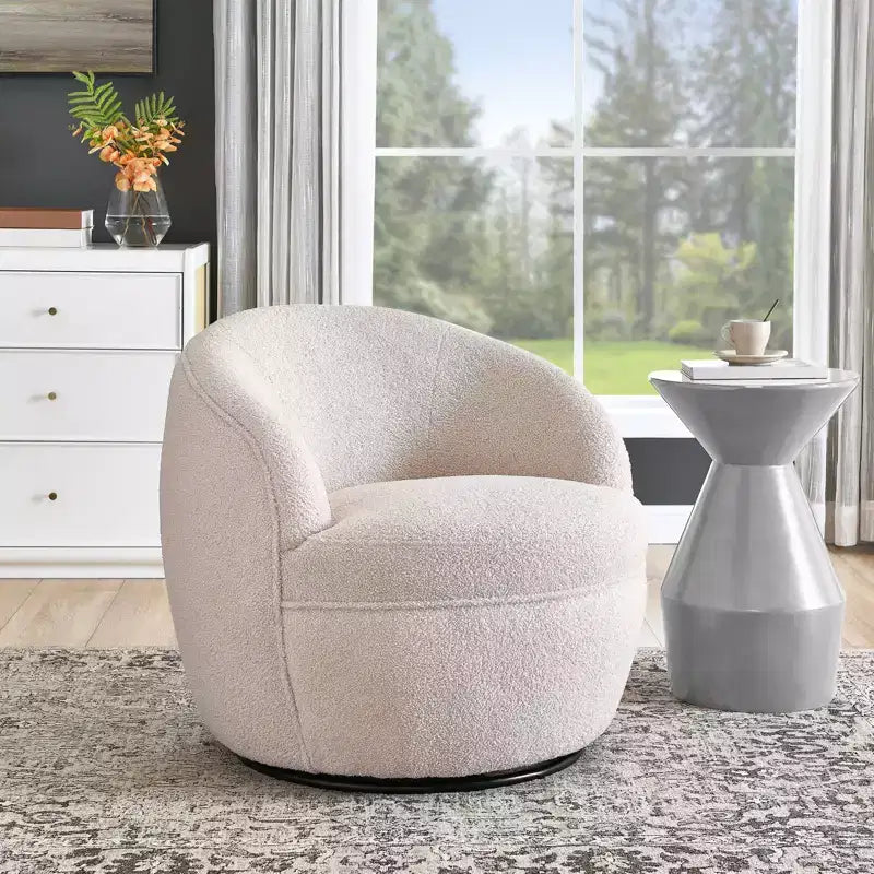 Poltrona a botte girevole Roundhill Furniture Galleria 360 in finta pelliccia di montone