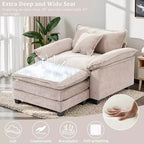 Fauteuil d'appoint surdimensionné en chenille EHMKNP avec pouf
