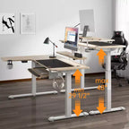 Bureau assis-debout en forme de L EUREKA ERGONOMIC 60x23 avec accessoires