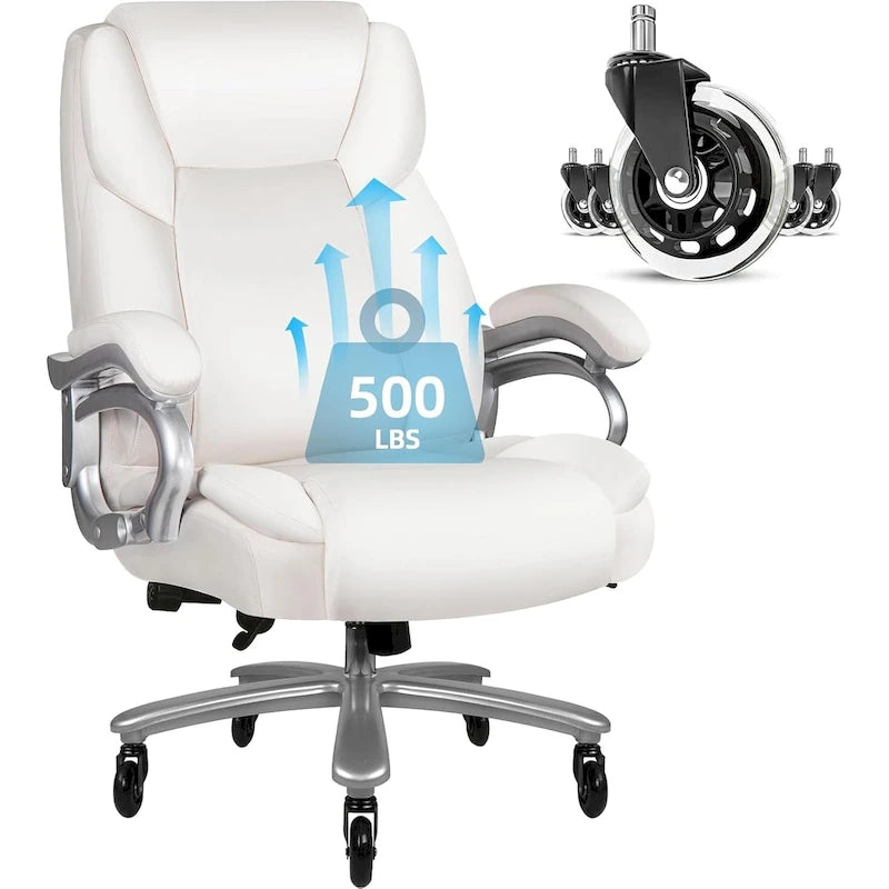 Sedia da Ufficio Direzionale Bossin Extra Large, 500 libbre, Ergonomica con Supporto Lombare Regolabile, Schienale Alto in Pelle PU, per Computer