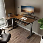 Bureau assis-debout en forme de L EUREKA ERGONOMIC 60x23 avec accessoires
