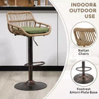 TUYOHW 25-33H Sgabelli da bar girevoli con altezza regolabile, sgabelli da bar in vimini con cuscino per cucina e home bar, capacità 113 kg