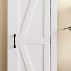 Meuble de Rangement HOMCOM Style Ferme avec Étagère Réglable, Buffet d'Appoint à Porte Coulissante Unique pour Salon, Meuble de Rangement sur Pied, Blanc