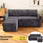 Canapé convertible 2 en 1 Dyonery avec méridienne de rangement, sectionnel en chenille avec ports USB pour salon