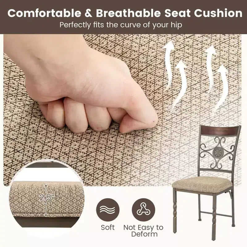 Costway Set di 2/4 sedie da pranzo senza braccioli, set di sedie da cucina con cuscino del sedile
