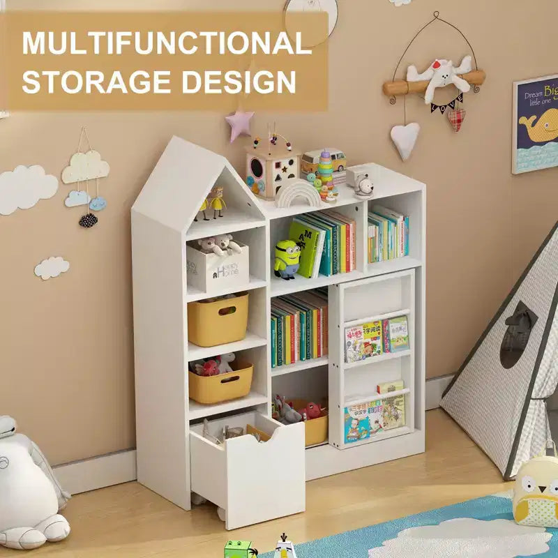 Organizer per bambini, Organizzatore per giocattoli e libri con 8 scomparti e cassetti estraibili - Ideale per sale giochi e camerette