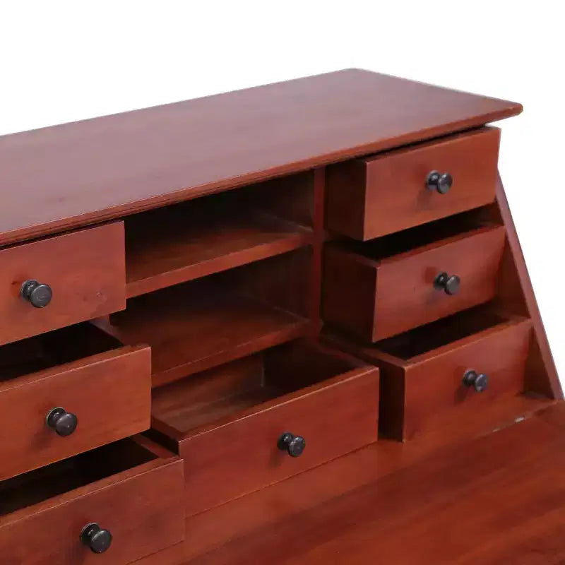 Scrittoio Segretario Marrone Legno massello di mogano 78 x 42 x 103 cm