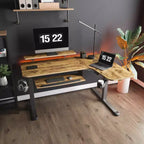 Bureau assis-debout en forme de L EUREKA ERGONOMIC 60x23 avec accessoires