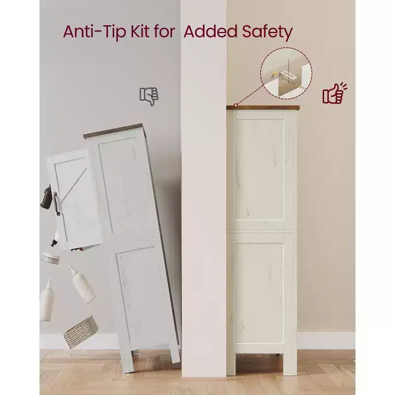 VASAGLE Collezione LIRY - Mobiletto Contenitore in Stile Rustico, Mobile Bagno a Terra con Ante Scorrevole, Dispensa Autoportante per Cucina, Ripiani Regolabili
