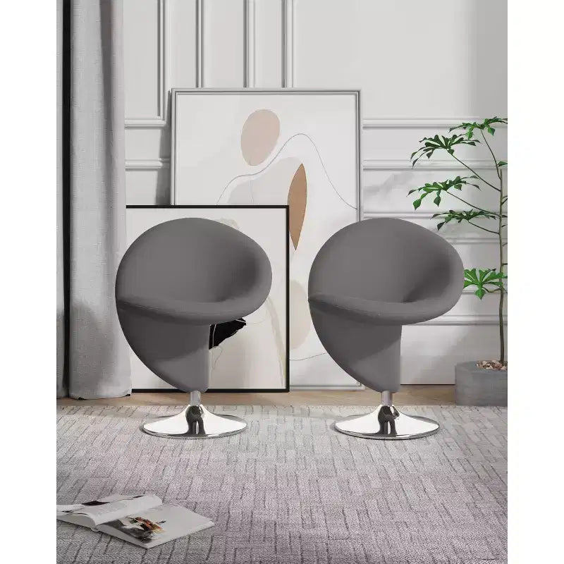 Set di 2 Poltrone Girevoli "Curl" in Misto Lana - Manhattan Comfort