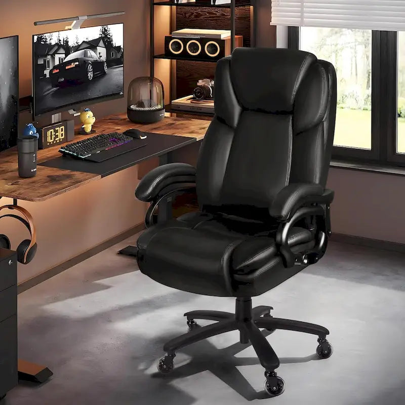 Sedia da Ufficio Direzionale Bossin Extra Large, 500 libbre, Ergonomica con Supporto Lombare Regolabile, Schienale Alto in Pelle PU, per Computer