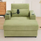 Divano letto Chaise Lounge con pouf contenitore mobile, seduta profonda