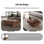 JVNOXK 38.6'' Tavolino da caffè con piano sollevabile e scanalature, con spazio contenitivo, impiallacciatura in legno massello, altezza regolabile, tavolino moderno per soggiorno, camera da letto, noce