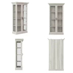 Famapy Libreria Rovere Grigio con Vetro e Striscia Luminosa a LED, Scaffale Alto con Ante, Vetrina per Collezione