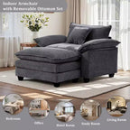 Fauteuil d'appoint surdimensionné en chenille EHMKNP avec pouf