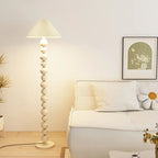 Lampadaire moderne décoratif à boules superposées avec abat-jour en tissu