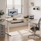Bureau assis-debout en forme de L EUREKA ERGONOMIC 60x23 avec accessoires