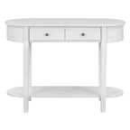 Table console élégante Okak avec finition lisse, table d'entrée avec design incurvé et 2 tiroirs, table d'appoint pour salon, couloir