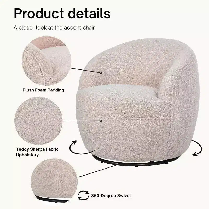 Poltrona a botte girevole Roundhill Furniture Galleria 360 in finta pelliccia di montone