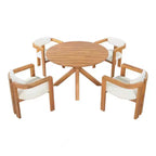ModernLuxe Set da pranzo rotondo da esterno a 5 pezzi in legno di acacia, tavolo da 47" con 4 sedie a barilotto imbottite per giardino/patio/cortile