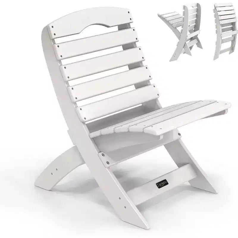 Poltrone Adirondack Portatili VINGLI, Sedia Adirondack Pieghevole in Plastica per Tutte le Stagioni, Portata 158 kg, Bianca