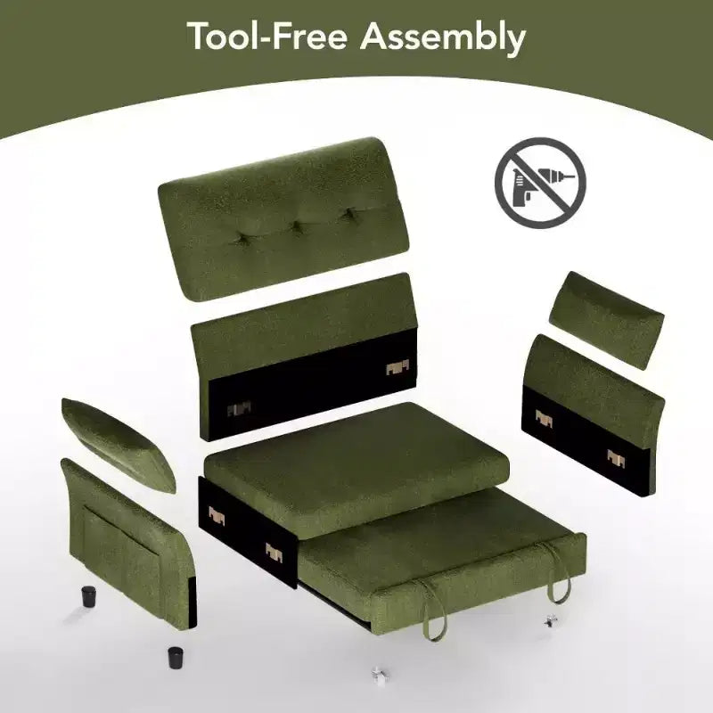 Dyonery 51 Divano Letto 3-in-1, Divanetto Convertibile con Letto Estraibile, Schienale Regolabile, Divano in Lino
