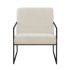 Fauteuil d'appoint moderne en tissu beige clair avec design compact pour salon