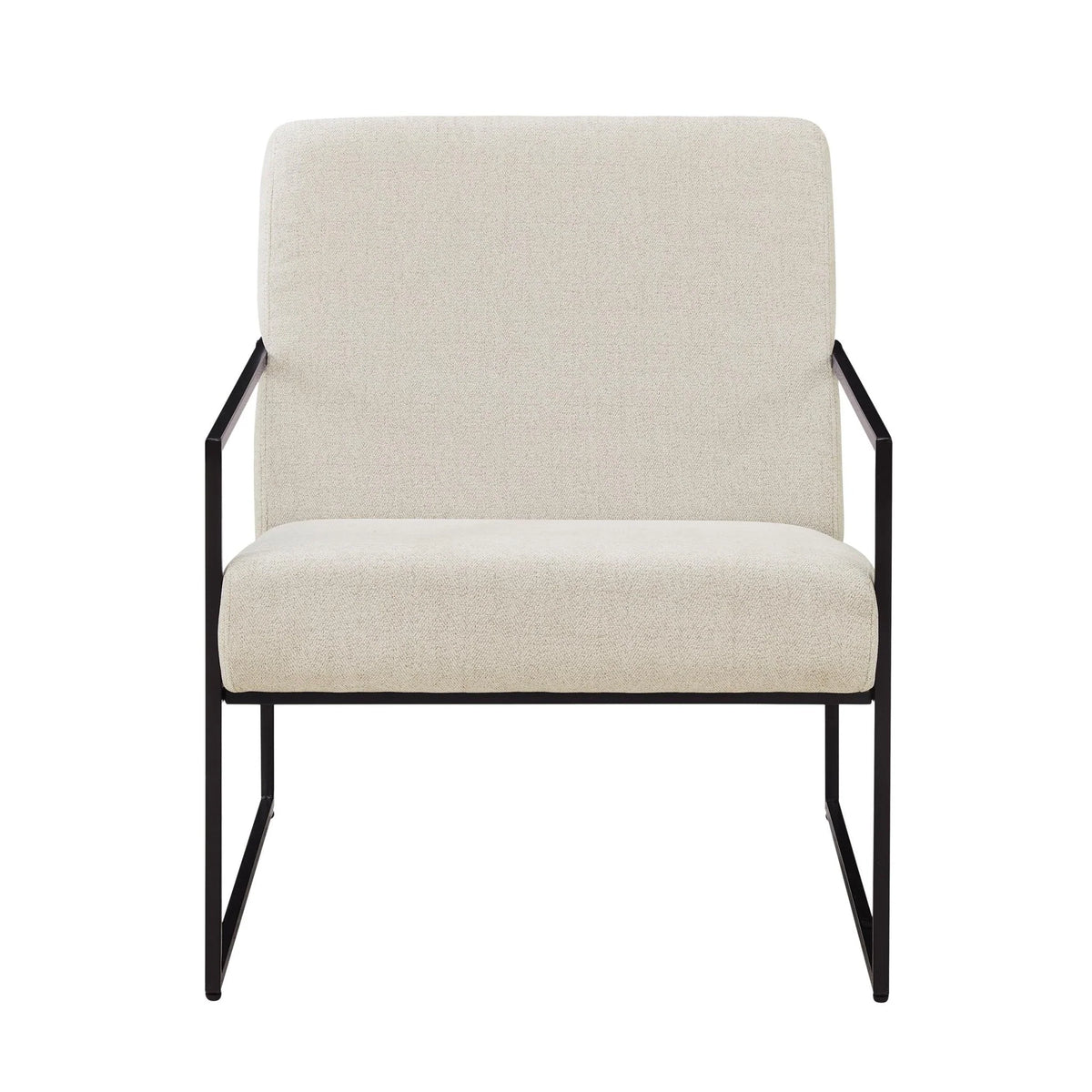 Fauteuil d'appoint moderne en tissu beige clair avec design compact pour salon