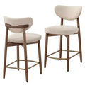 VASAGLE Set di 2 Sgabelli da Bar in Legno, Sgabelli da Bancone Imbottiti con Gambe in Legno Massello, Schienale Ergonomico, Tessuto Effetto Lino, Cappuccino