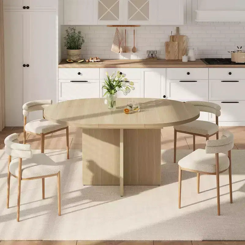 Tavolo da pranzo rotondo allungabile da 43,3''-59'' per 4-8 persone, moderno tavolo da pranzo ovale da cucina con prolunghe rimovibili, tavolo da pranzo per sala da pranzo, cucina