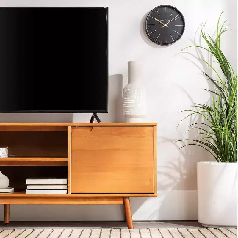 Mobile TV moderno metà secolo in legno massello per TV fino a 80 pollici