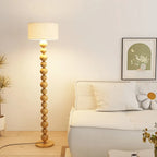 Lampadaire moderne décoratif à boules superposées avec abat-jour en tissu