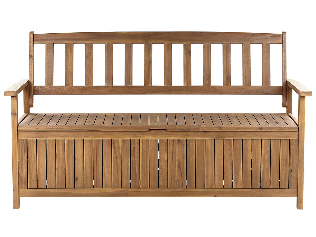 Banc de jardin 160 cm avec coffre Bois d'acacia Marron