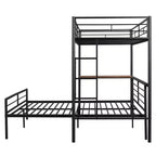Lit superposé en métal une place sur deux places avec bureau, lit mezzanine une place avec lit inférieur double séparé pour enfants