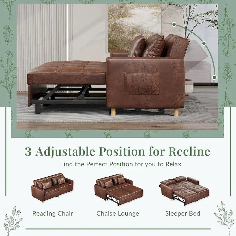 AECOJOY Divano Letto 3 in 1, Letto Singolo Convertibile
