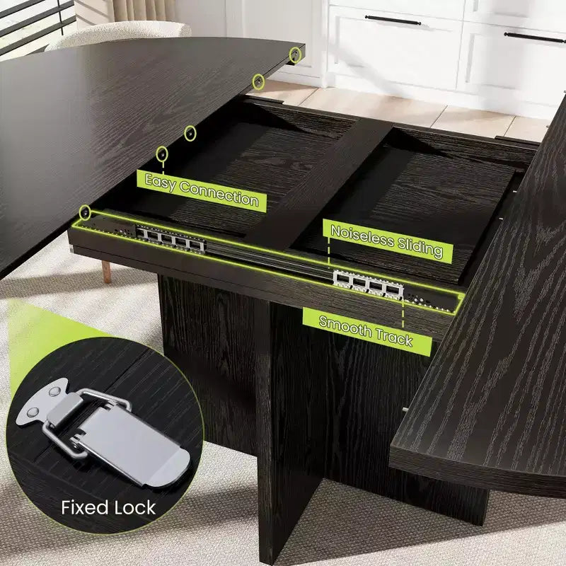 Tavolo da pranzo rotondo allungabile da 43,3''-59'' per 4-8 persone, moderno tavolo da pranzo ovale da cucina con prolunghe rimovibili, tavolo da pranzo per sala da pranzo, cucina