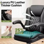 Sedia da Ufficio Direzionale KERDOM, Sedia da Ufficio Ergonomica in Pelle con Ruote